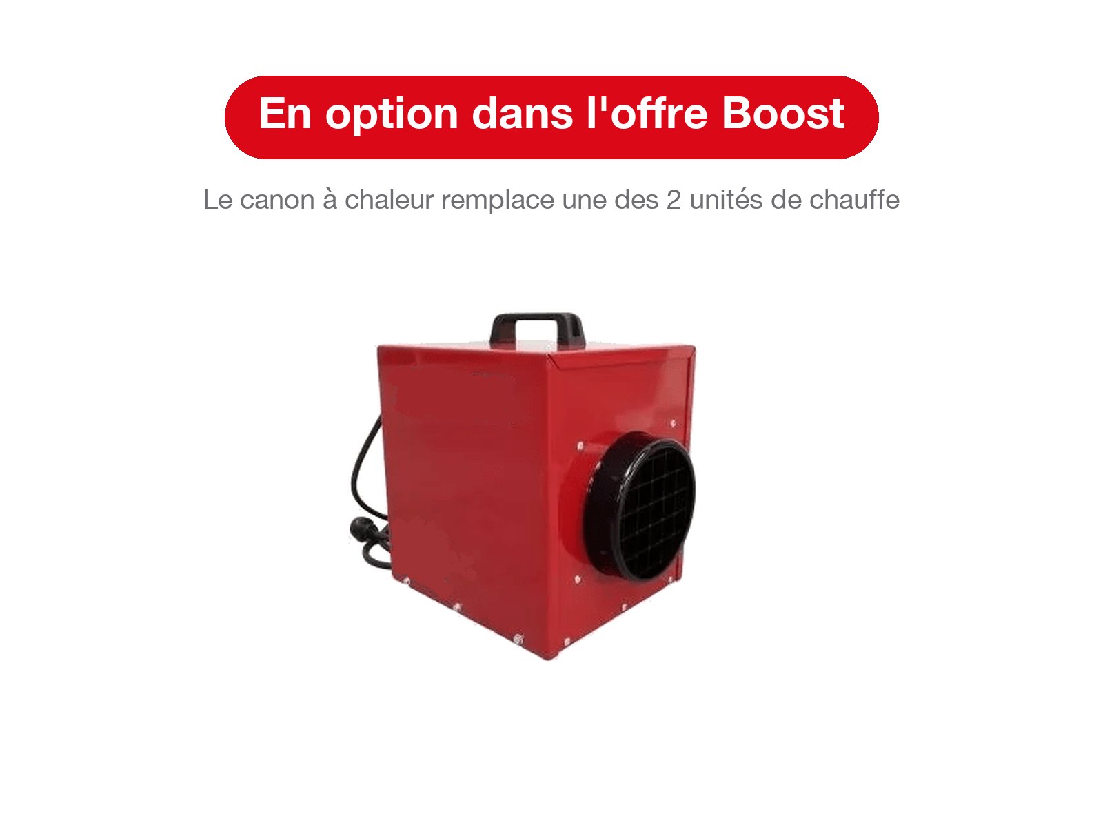 Le canon à chaleur Boost, en option dans l'offre Boost : il remplace une des 2 unités de chauffe